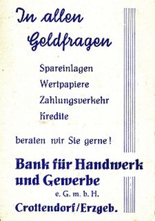 Werbung: Genossenschaftsbank für Handwerk und Gewerbe der DDR