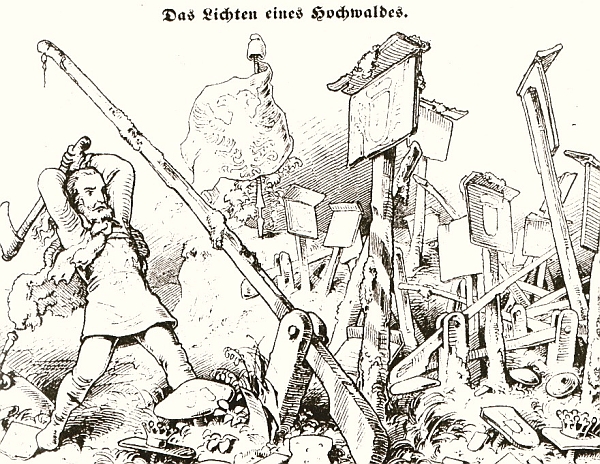 Deutscher Zollverein – Karikatur zum Wegfall der Zollschranken
