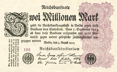 Reichsmark: Banknote aus der Inflationszeit 1923