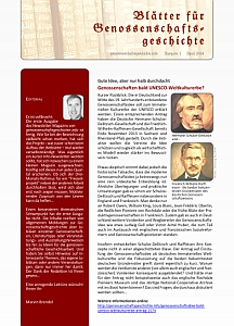 Blätter für Genossenschaftsgeschichte, Ausgabe 1 (April 2014)